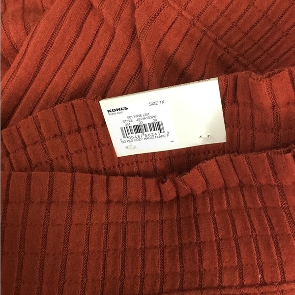 SO 1X maroon hacci knit flare high rise wide legs pant - Picture 14 of 16